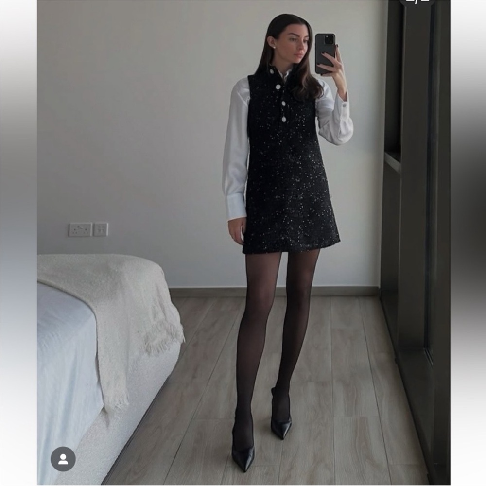 Zara black Sparkly Sleeveless Dress